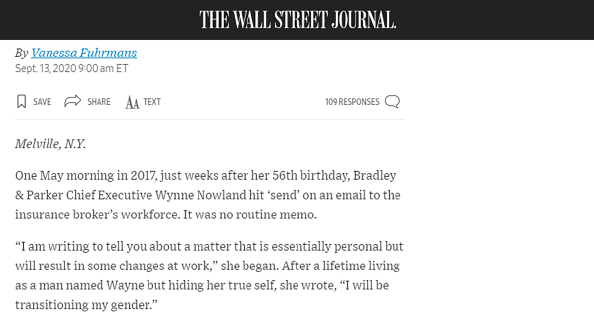 CEO Wynne Nowland Featured in The Wall Street Journal